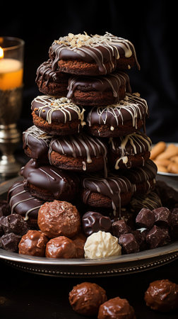 Close-up of a Variety of Chocolate Items for Chocolate Day During Valentines Seasonの素材