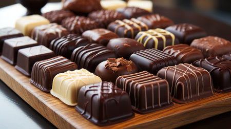 Close-up of a Variety of Chocolate Items for Chocolate Day During Valentines Seasonの素材
