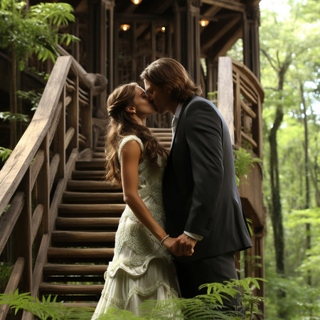 Couple Embracing Each Other for Kiss During Valentines Dayの素材