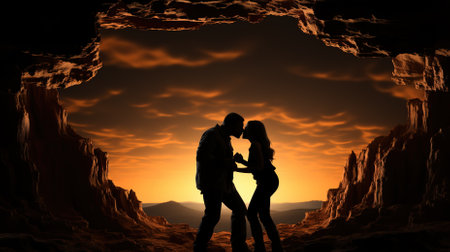 Couple Embracing Each Other for Kiss During Valentines Dayの素材