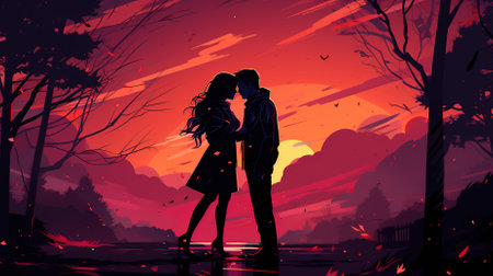 Couple Embracing Each Other for Kiss During Valentines Dayの素材