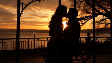 Couple Embracing Each Other for Kiss During Valentines Dayの素材