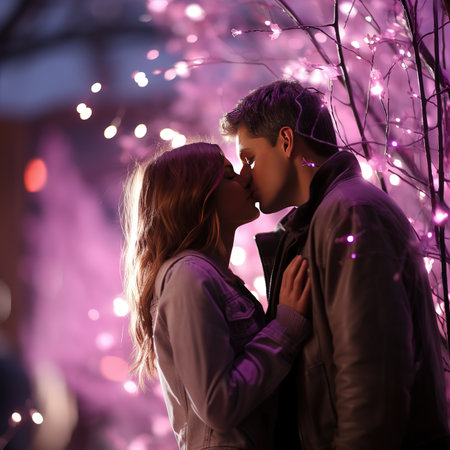 Couple Embracing Each Other for Kiss During Valentines Dayの素材