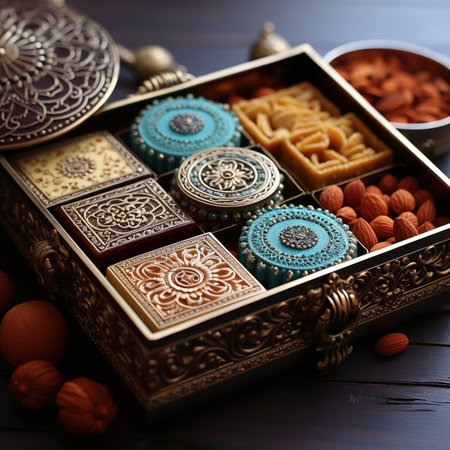 The Traditional plate of Sweets and Delicacies that Represent Indian Subcontinent Cultureの素材