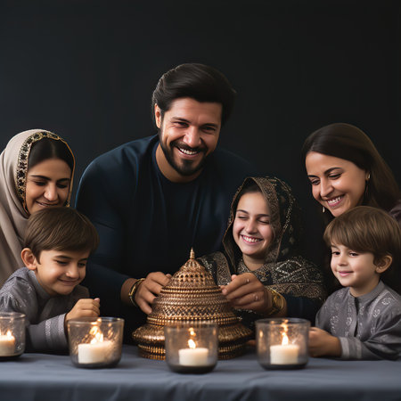 Family Enjoying or Celebrating the Day During Festival Seasonの素材