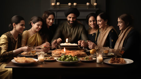 Family Enjoying or Celebrating the Day During Festival Seasonの素材