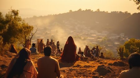 Family Enjoying or Celebrating the Day During Festival Seasonの素材