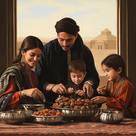 Family Enjoying or Celebrating the Day During Festival Seasonの素材