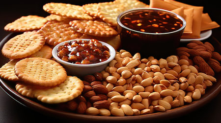 A Close-up of a Lohri Thal with Traditional Dishesの素材