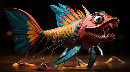 A Close-up of a Kite with Intricate and Colorful Designsの素材