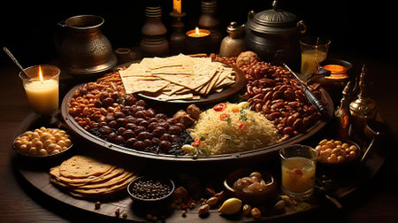 A Close-up of a Lohri Thal with Traditional Dishesの素材