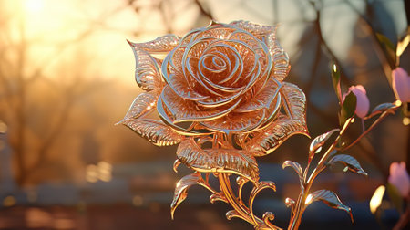 A Close-up of a Single Rose with its Delicate Petals and Velvety Textureの素材