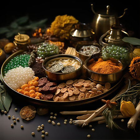 A Close-up of a Lohri Thal with Traditional Dishesの素材