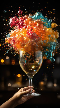 Champagne Glass Overflowing with Soft Drinks For Celebrationの素材