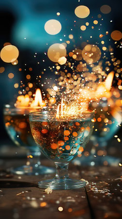 Champagne Glass Overflowing with Soft Drinks For Celebrationの素材