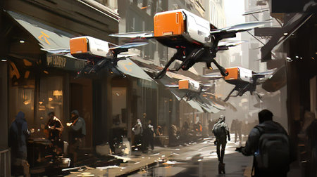 Futuristic Delivery Sytem of the futuristic Worldの素材