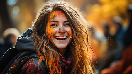 Playing with Colors During Holi A Festival of Colorの素材