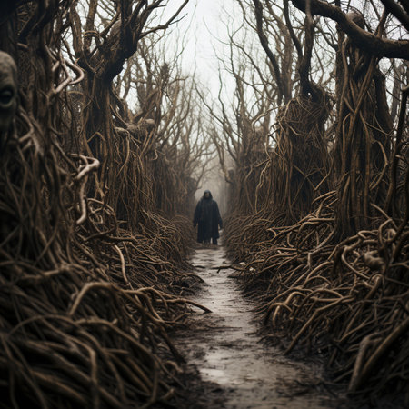 A dark and twisted forest inhabited by demons and monstersの素材