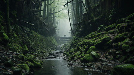 A dark and twisted forest inhabited by demons and monstersの素材
