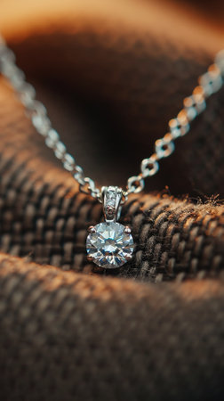 A close-up photograph of a diamond necklaceの素材
