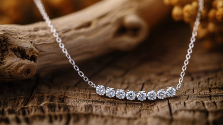 A close-up photograph of a diamond necklaceの素材