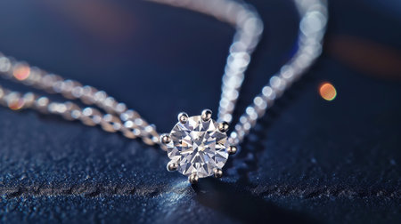 A close-up photograph of a diamond necklaceの素材
