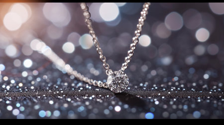 A close-up photograph of a diamond necklaceの素材