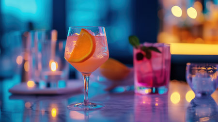 Close-up of Drinks of Glass on the Tableの素材