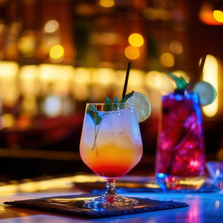 Close-up of Drinks of Glass on the Tableの素材