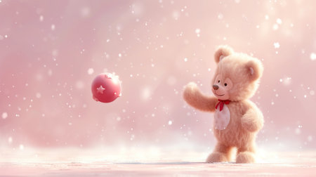 A Cute Teddy Bear in Pink Backgroundの素材