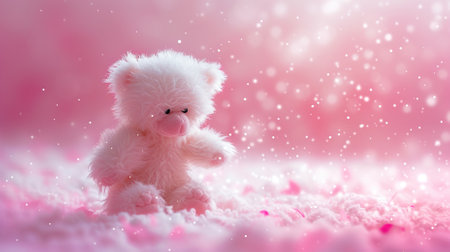 A Cute Teddy Bear in Pink Backgroundの素材