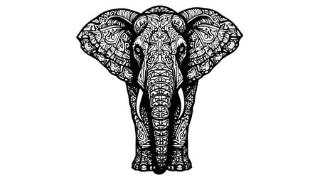 Elephant. Hand drawn vector illustration for tattoo or t-shirt designのイラスト素材