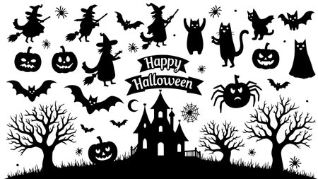 Halloween icons set isolated on white background. Vector illustration EPS10のイラスト素材