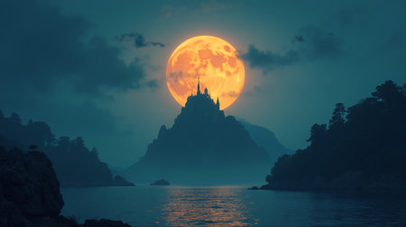 Fantastic full moon over the island of Bali, Indonesiaの素材