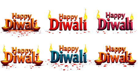 Happy Diwali. Set of vector diwali greeting cards.の素材