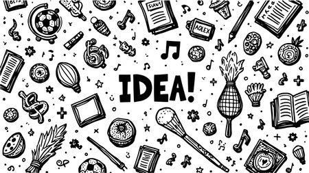 Hand drawn doodle Iidea set. Vector illustration.のイラスト素材