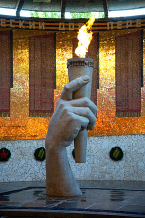 VOLGOGRAD, RUSSIA - SEPTEMBER 19, 2021: Eternal Flame in the Hall of "Military Glory". Mamaev Kurgan. Volgograd, Russiaのeditorial素材