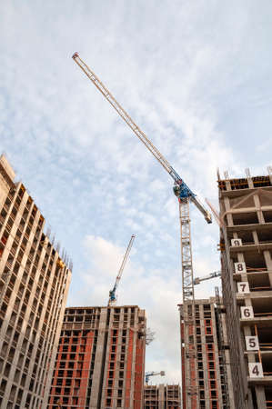 A crane on the construction of a high-rise building. Saint-Petersburgの写真素材