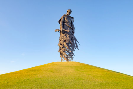 RZHEV, RUSSIA - JULY 07, 2021: Monument to the Soviet soldier in honor of those who died during the Great Patriotic War. Rzhev. Russiaのeditorial素材