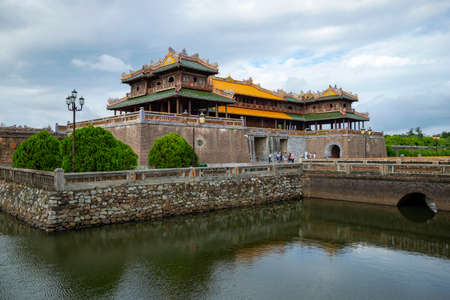 HUE, VIETNAM - DECEMBER 15, 2015: Imperial Gate. The forbidden purple City. Hue, Vietnamのeditorial素材