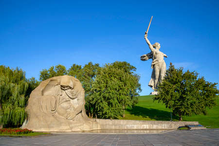 VOLGOGRAD, RUSSIA - SEPTEMBER 19, 2021: Fragment of a memorial composition on Mamayev Kurgan. Volgograd. Russiaのeditorial素材