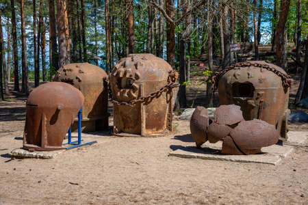 SESTRORETSK, RUSSIA - MAY 29, 2022: Finnish armored tanks of the World War II period. Sestroretsky frontierのeditorial素材