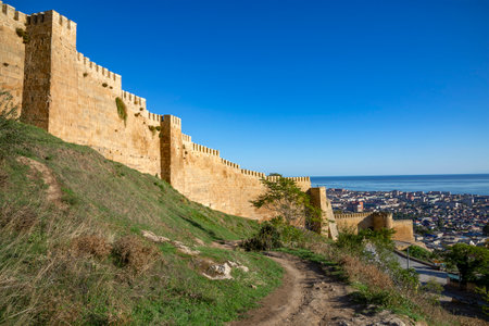 Early autumn morning at the walls of ancient fortress Naryn-Kala. Derbent, Republic of Dagestan. Russiaのeditorial素材