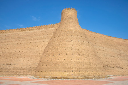 A fragment of the wall of the old Ark fortress. Bukhara, Uzbekistanの写真素材