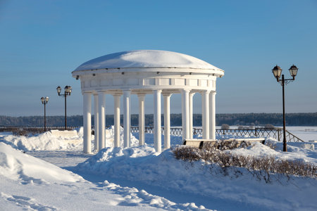 Gazebo-rotunda on the embankment. myshkin. Yaroslavl region, Russiaの写真素材