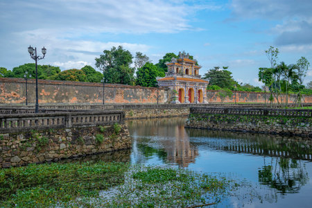 The ancient Gate of the Forbidden Purple City in Hue, Vietnamの写真素材