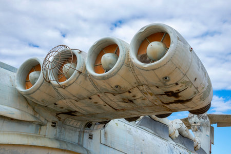 Fragment of the Lun ekranoplane ship. Surroundings of Derbent, Republic of Dagestan