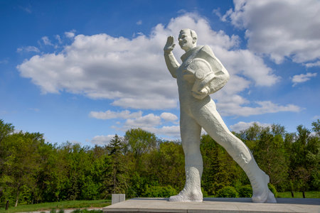 SARATOV REGION, RUSSIA - MAY 04, 2024: Monument to Yuri Gagarin. The Park of space Explorers. Saratov region, Russiaのeditorial素材