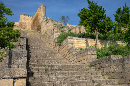 Stairs leading to the ancient fortress of Naryn-Kala. Derbent, Dagestan, Russiaの写真素材