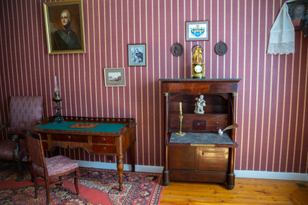 NOVOSPASSKOYE, RUSSIA - JULY 13, 2024: The study of Ivan Nikolaevich Glinka (father of the famous composer) at the Novospasskoye Estate Museum, Smolensk region. Russiaのeditorial素材